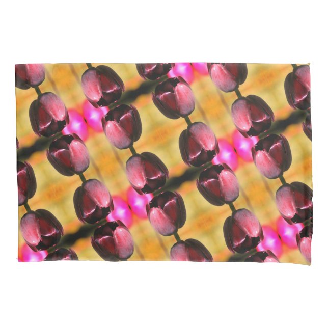 Dunkle Lila Tulip Blume Abstraktes Muster Kissenbezug (Vorderseite)