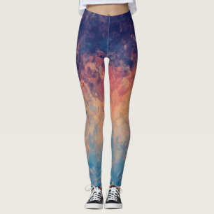 Dunkle Lila und blaue Botanische Wasserfarben Kuns Leggings