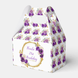 Dunkle Lila und goldene elegante Blume Geburtstag Geschenkschachtel