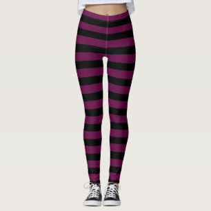 Dunkle Lila und schwarze Fun Halloween Streifen Leggings