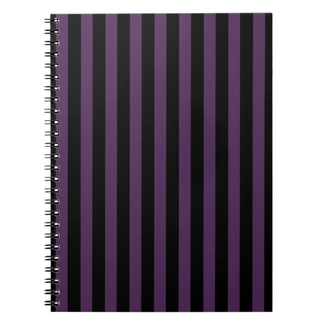 Dunkle lila und schwarze Streifen Notizblock (Vorderseite)