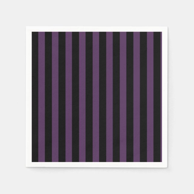 Dunkle lila und schwarze Streifen Serviette (Vorderseite)