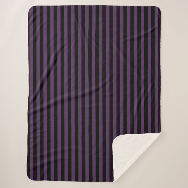 Dunkle lila und schwarze Streifen Sherpadecke (Vorderseite)