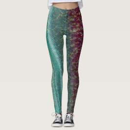 Dunkle Lila und Seegrün-Stickerei-Leggings Leggings