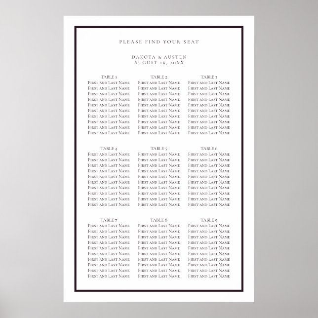 Dunkle Lila und weiße, einfache Hochzeitskarte Poster (Vorne)