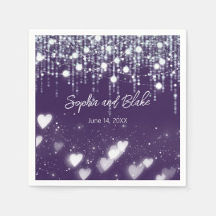 Dunkle Lila und weiße hangende Lichter Hochzeit Serviette