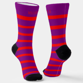 Dunkle Lila violette rote Linien Streifen Individu Socken