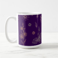 Dunkle Lila Wildblume Gemusterte Tasse