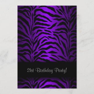 Dunkle Lila Zebra Frauen 21. Geburtstag Party Einladung