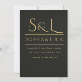 Dunkle Luxus-Monogramm-Hochzeitseinladung Einladung