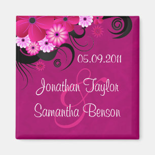 Dunkle Magenta Fuchsia Floral speichern das Datum  Magnet