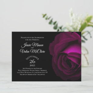 Dunkle Magenta Rosa Gotische Hochzeit Einladung