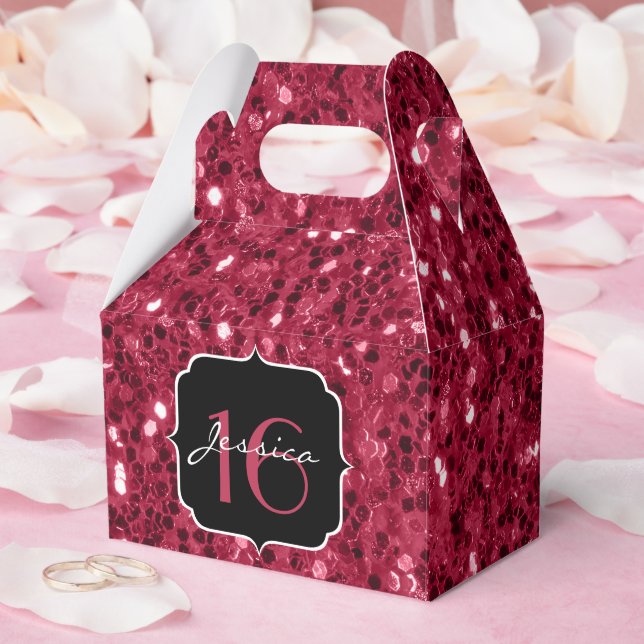 Dunkle magenta rosa Imitate Glitzer Glitzern Sweet Geschenkschachtel (Hochzeit)