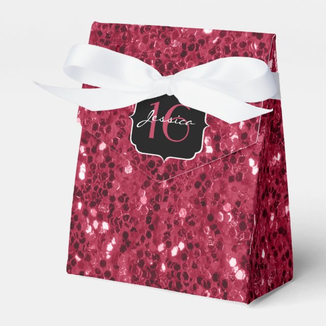 Dunkle magenta rosa Imitate Glitzer Glitzern Sweet Geschenkschachtel (Vorderseite)