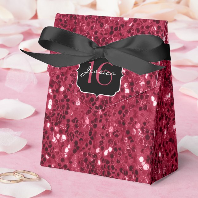 Dunkle magenta rosa Imitate Glitzer Glitzern Sweet Geschenkschachtel (Hochzeit)