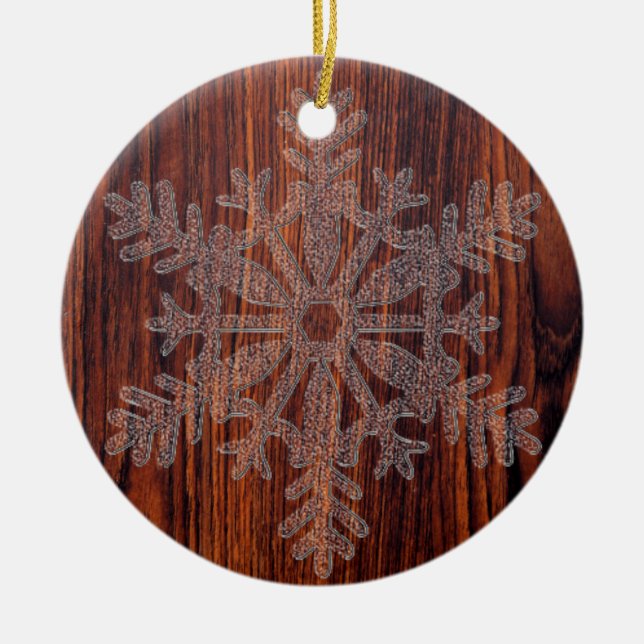 Dunkle Mahogany-Kristallschneeflocken Keramik Ornament (Vorne)