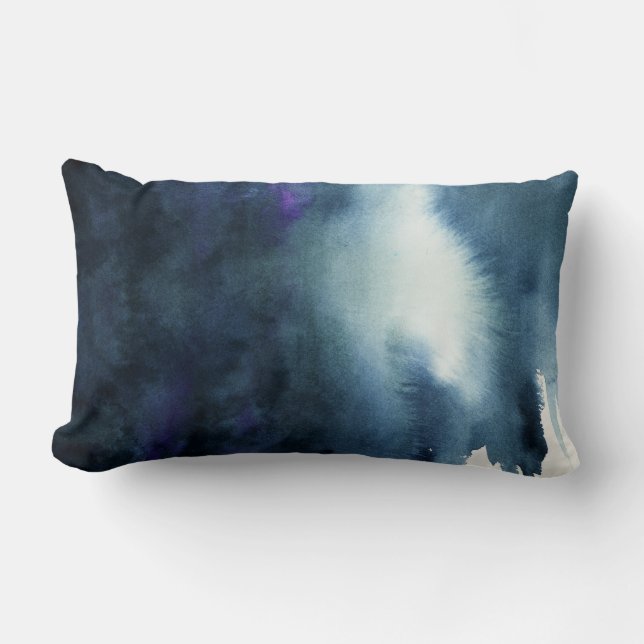 Dunkle Marine-Blau-Aquarell-Beschaffenheit Lendenkissen (Vorderseite)