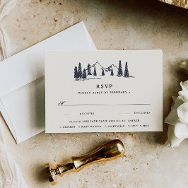 Dunkle Marine | Hochzeitsmahlzeiten auf Bergketten RSVP Karte
