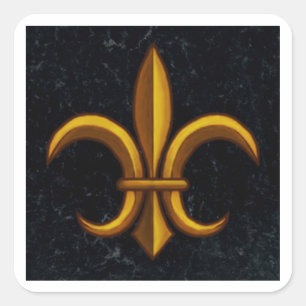 Dunkle Marmor-Fleur-De-Lis-Quadrat-Aufkleber Quadratischer Aufkleber