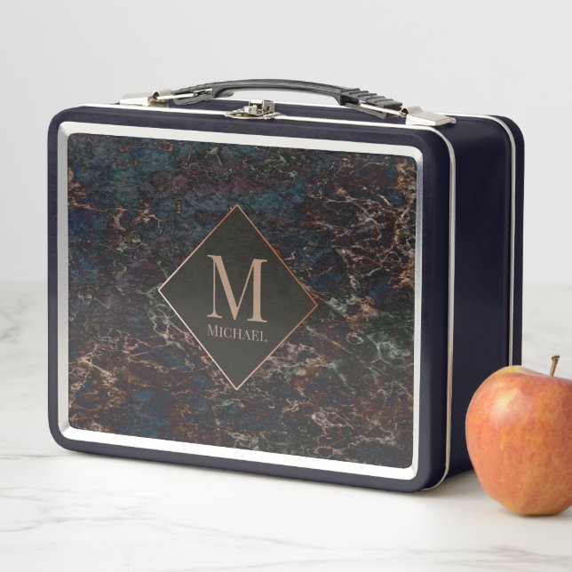 Dunkle Marmorlunch Box Metall Brotdose (Beispiel)
