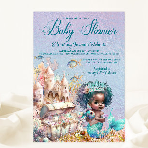 Dunkle Meerjungfrau-Prinzessin-Baby-Party Einladung
