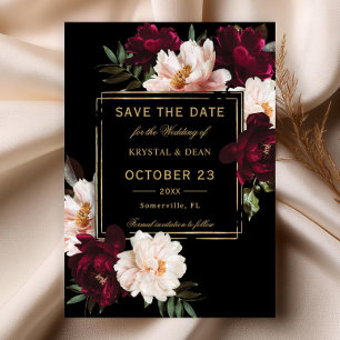 Dunkle, melancholische Burgunder-Rosa-Schwarze Blu Save The Date