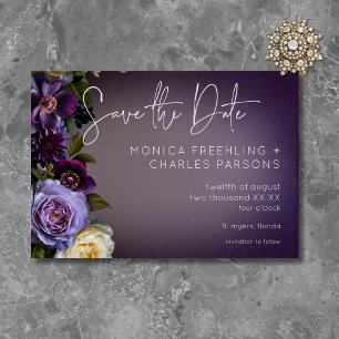 Dunkle, melancholische, violette Lavendel-Blumen- Save The Date