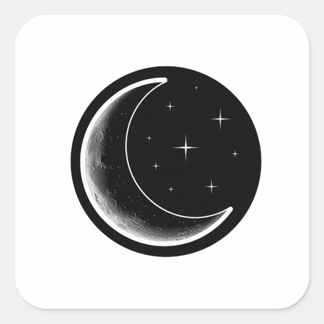 Dunkle Minimal Ästhetik Mond Quadratischer Aufkleber (Vorderseite)