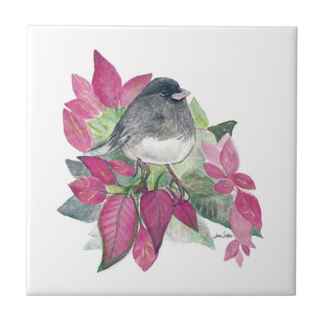 Dunkle Mit Augen Junco Bird Keramik Tile Fliese (Vorderseite)