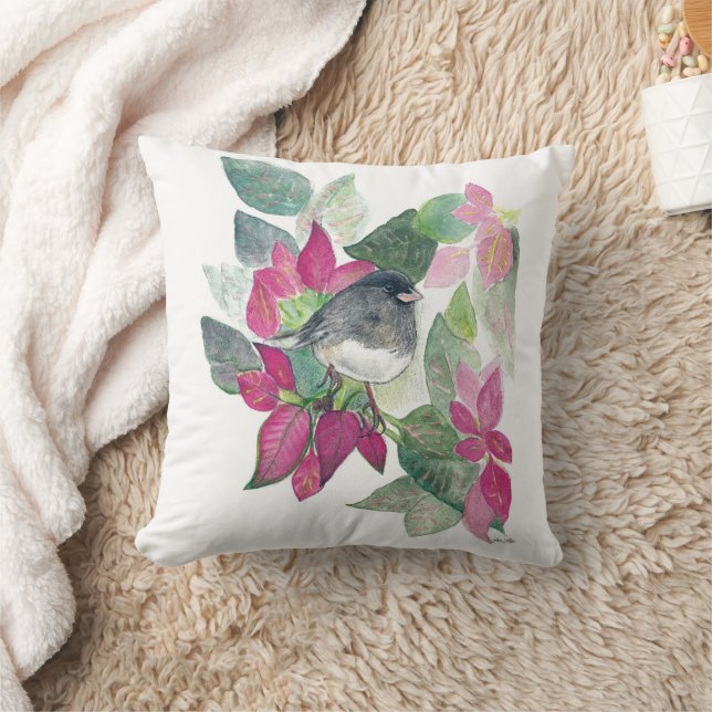 Dunkle Mit Augen Junco Bird Wasserfarben Kissen (Decke)