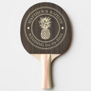 Dunkle Moderne Holz-Ananas-Hochzeitsnamen Tischtennis Schläger