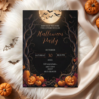 Dunkle Mond-Kürbis-Halloween-Party Einladung