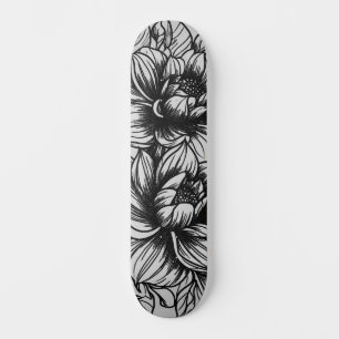 Dunkle monochrome Street Art Inspiriert Floral Dec Skateboard