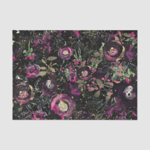 Dunkle Moody Beeren-Pflaume Glitzernde Florale Mod Seidenpapier