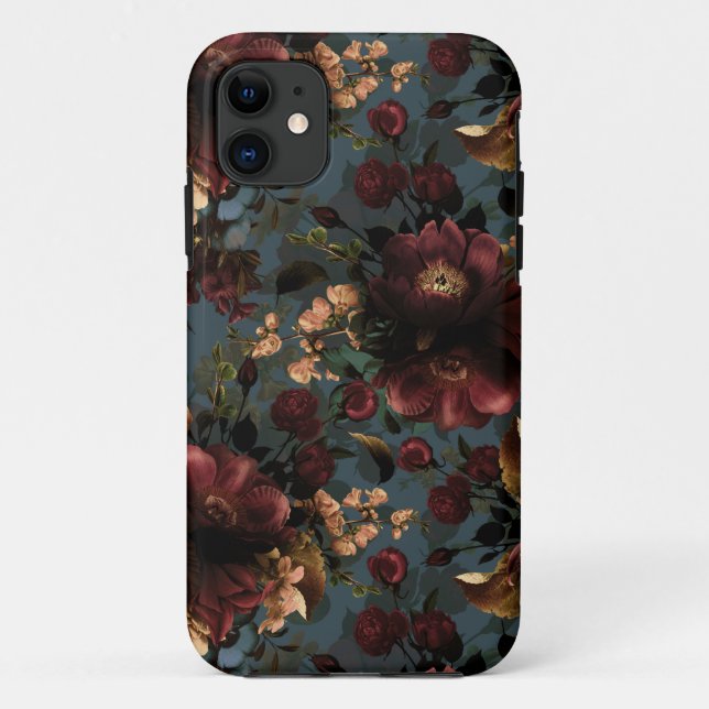 Dunkle Moody Florals Antike Blume Gotik Case-Mate iPhone Hülle (Rückseite)
