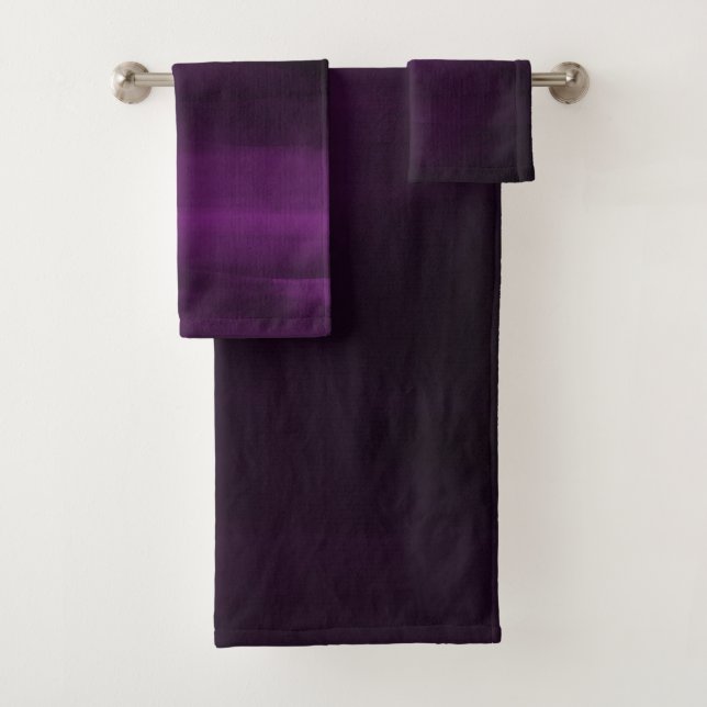 Dunkle Moody Lila Plum Moderne Aquarellfarben Badhandtuch Set (Insitu)