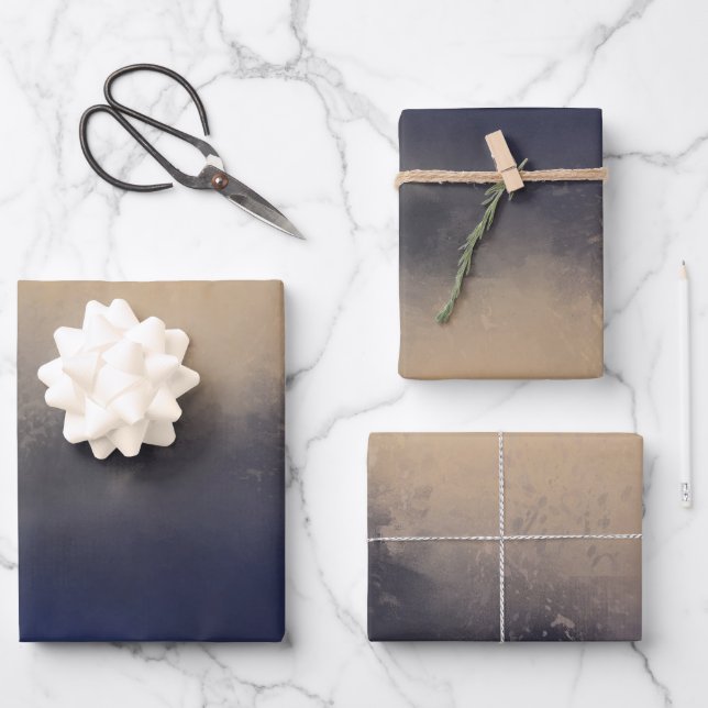 Dunkle Moody Moderne Kunst Landschaft Szene Geschenkpapier Set (Vorderseite)