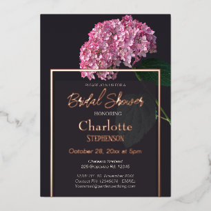 Dunkle Moody Pink Hydrangea Brautparty Rose Gold Folieneinladung