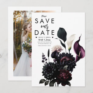 Dunkle Moody Romantische Florale Hochzeit Save the Einladung