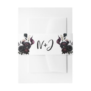 Dunkle Moody Romantische Florale Weiße Hochzeit Einladungsbanderole