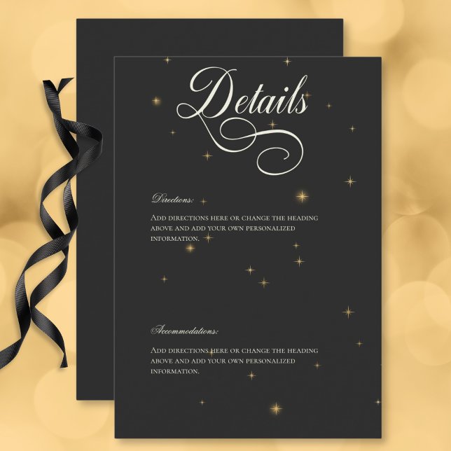 Dunkle Moody Viktorianisch Stars Hochzeitdetails Begleitkarte (Dark Moody Victorian Stars Wedding Details Enclosure Card)