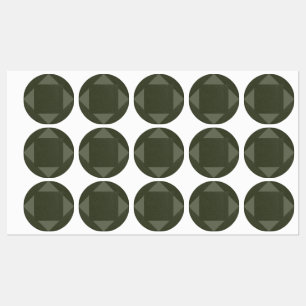 Dunkle Moosgrün geometrische Zirkelmarken Etiketten