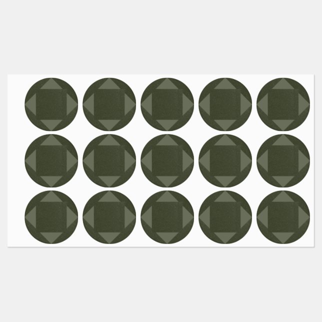 Dunkle Moosgrün geometrische Zirkelmarken Etiketten (Blatt)