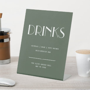 Dunkle Moosgrüne Minimalistische Skandi-Hochzeitsb Sockelschild