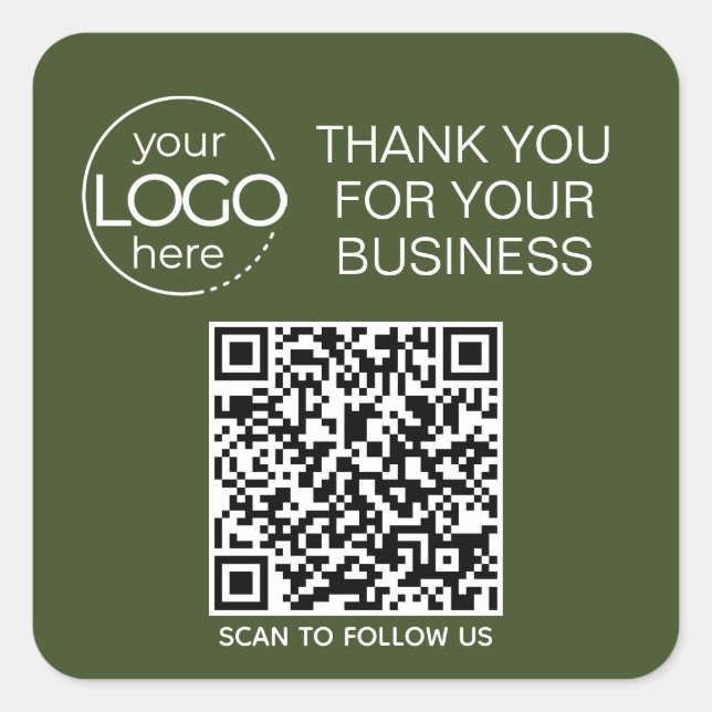 Dunkle Moss Green QR Code Intelligente Kontaktaufn Quadratischer Aufkleber (Vorderseite)
