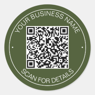 Dunkle Moss Green QR Code Intelligente Kontaktaufn Runder Aufkleber