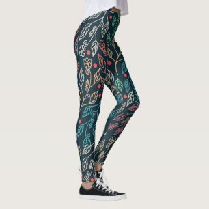 Dunkle Multicolor-Blätter Leggings