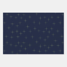 Dunkle Muster Navy Gold und Weiß Geschenkpapier Set