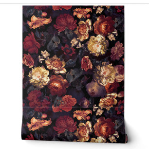 Dunkle Nachtromantik: Maximalismus Moody Florals Tapete