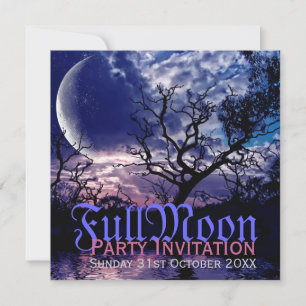 Dunkle Natur Vollmond Halloween-Party-Einladungen Einladung